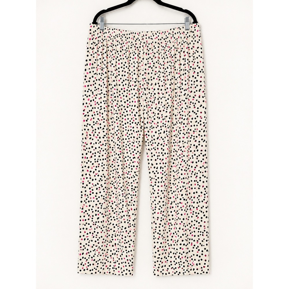 Cacique Pajama Pants Womens 18/20 Cream Pink Polka Dot Lounge Sleepwear 1147538